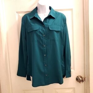 Banana Republic button down blouse l/s teal